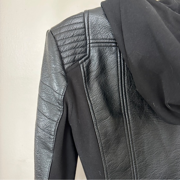 Blanc Noir Black Leather Moto Jacket - Athleisure Streetwear Chic - Size Small - Picture 5 of 15